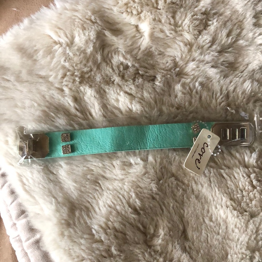 Leather bracelet turquoise color